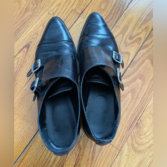 L'INTERVALLE Black Leather Double Buckle Oxfords - Picture 2 of 8